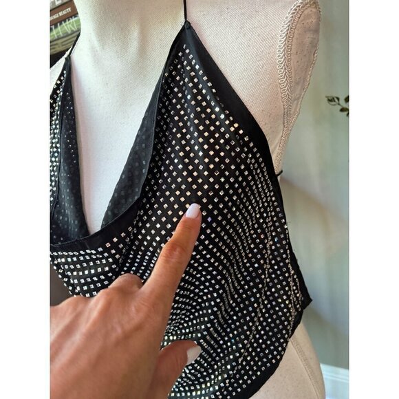 For Love & Lemons After Dark Halter Top Black Womens One Size - Picture 8 of 14